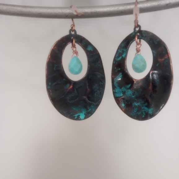 Turquoise Tribal Earrings - Picture 2 of 3